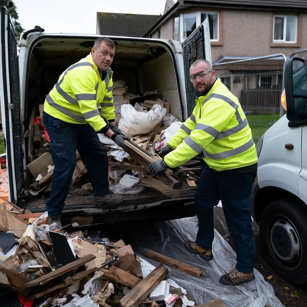 Rubble and hardcore loaded for recycling from a building job in Scotland