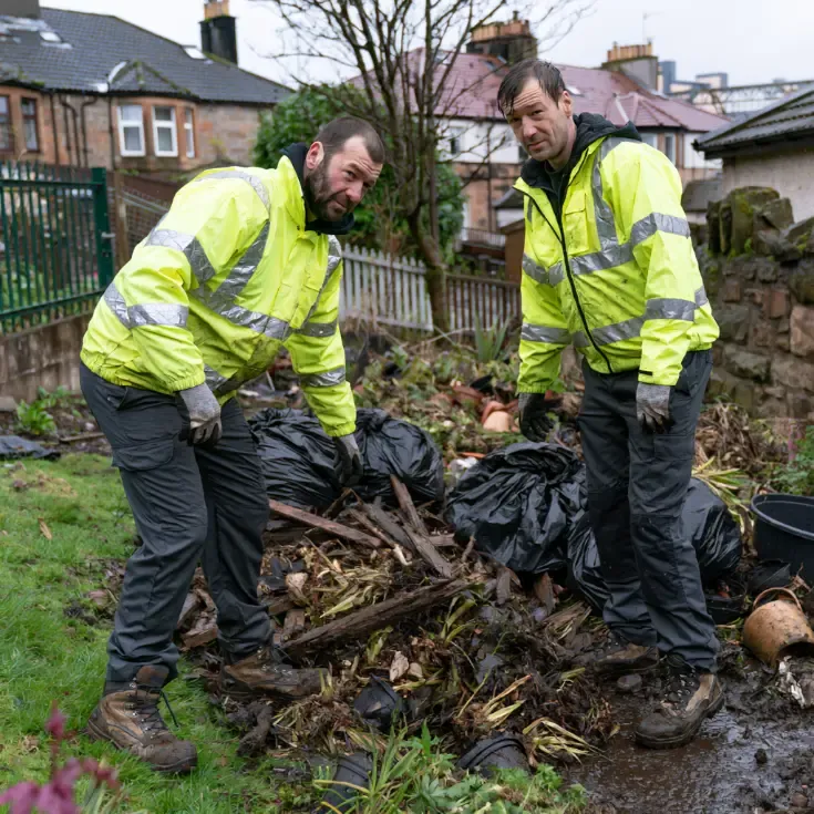 A cleared garden after a green waste collection in Bellshill