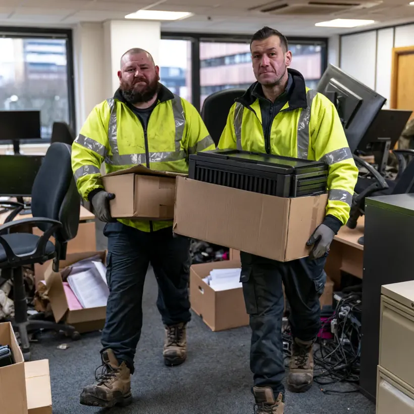 Household waste being sorted into skips at a South Lanarkshire recycling centre