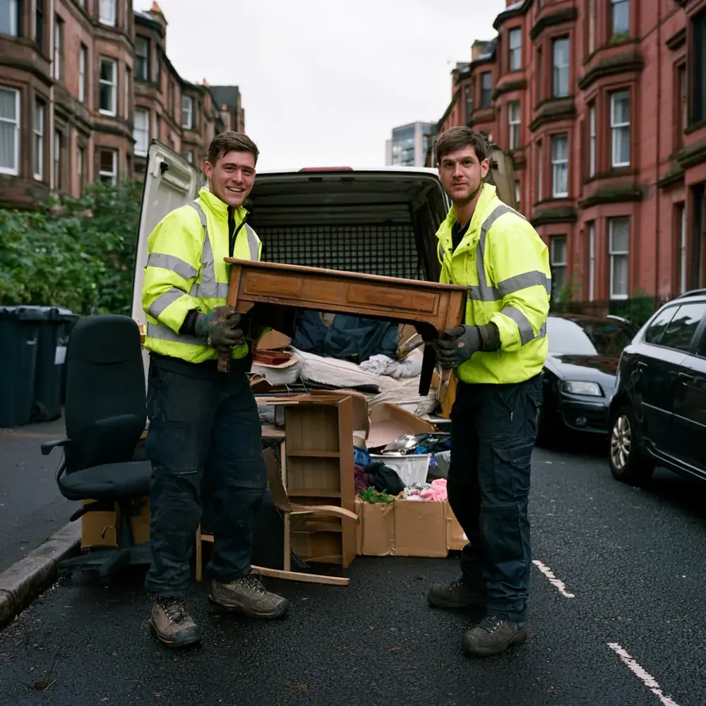 Bags of clothes and textiles sorted for reuse during a flat clearance in Scotland